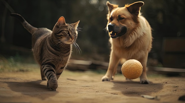 Illustration der Zusammengehörigkeit von Hunden und Katzen