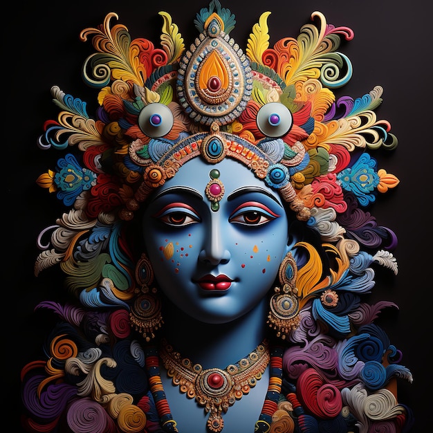 Illustration des 3D-Gemäldes von Gott Shree Krishna