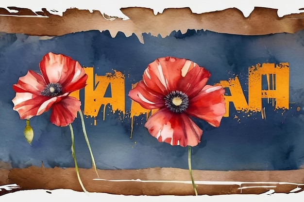 Illustration des Anzac-Tages mit Mohnblumen im Hintergrund