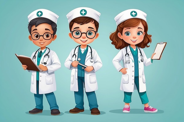 Illustration des Berufskostüms eines Arztes für Kinder