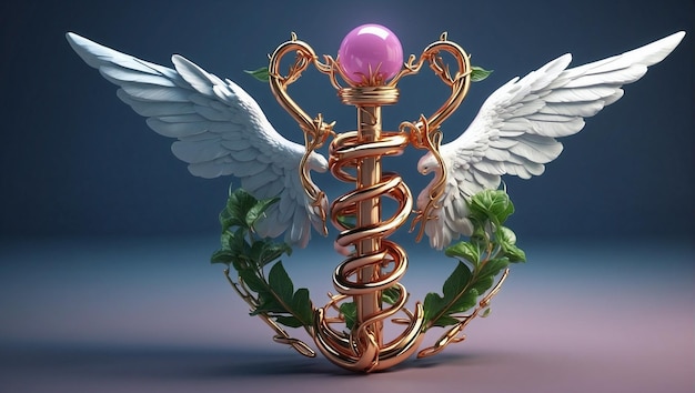 Foto illustration des caduceus, einem klassischen symbol der medizin und des gesundheitswesens