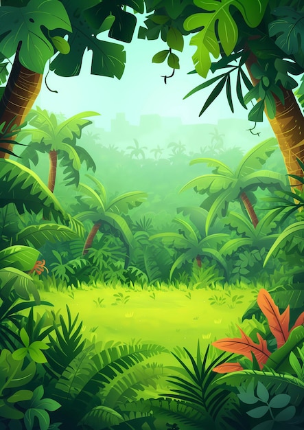 Illustration des Dschungels im Hintergrund