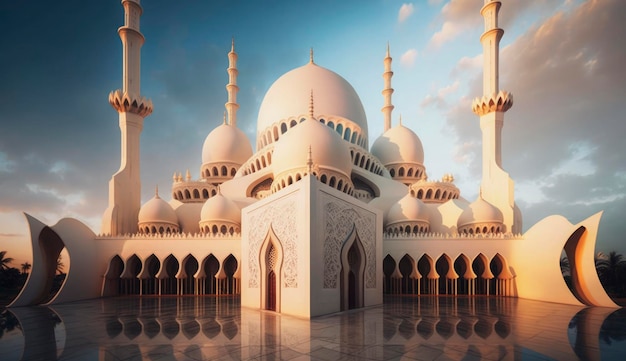 Illustration des erstaunlichen Architekturdesigns der muslimischen Moschee Ramadan Kareem Hintergrund der islamischen Architektur Ramdan Kareem Islamische Moschee Ramdan Ramzan Eid Kultur Arabisch Generieren Sie Ai