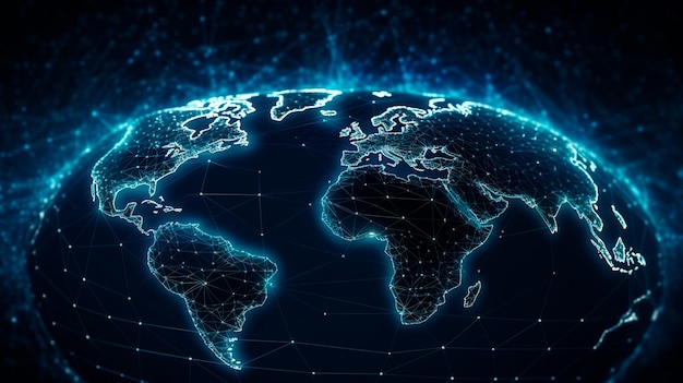 Illustration des global digital verbundenen Netzwerks Generative KI