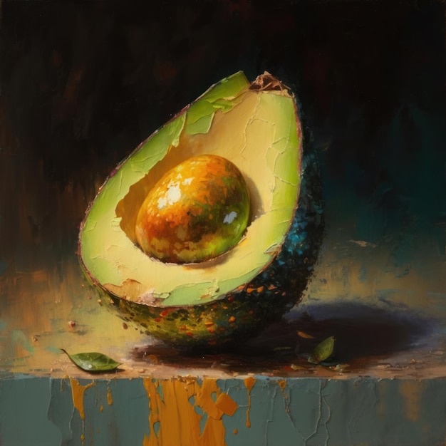 Illustration des grünen Avocado-Ölgemäldes isoliert auf neutralem Hintergrund