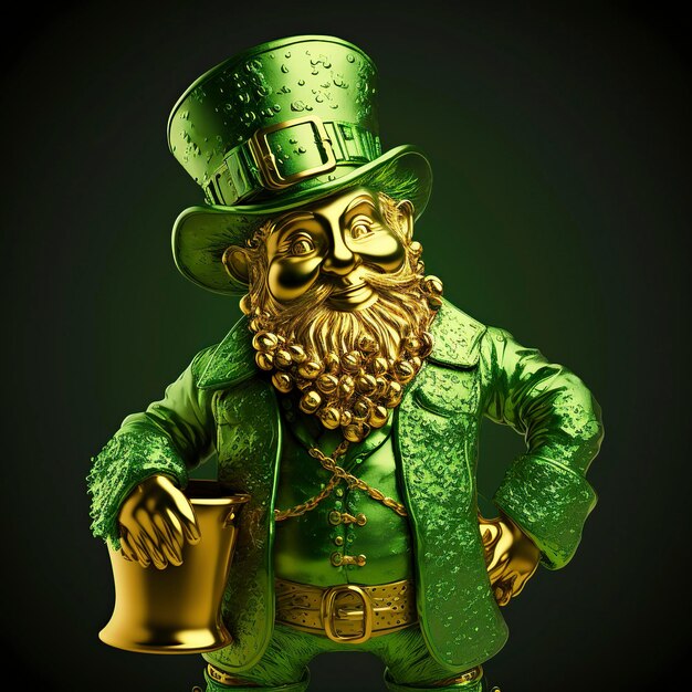 Illustration des grünen Leprechauns aus St. Patrick's Day generative KI