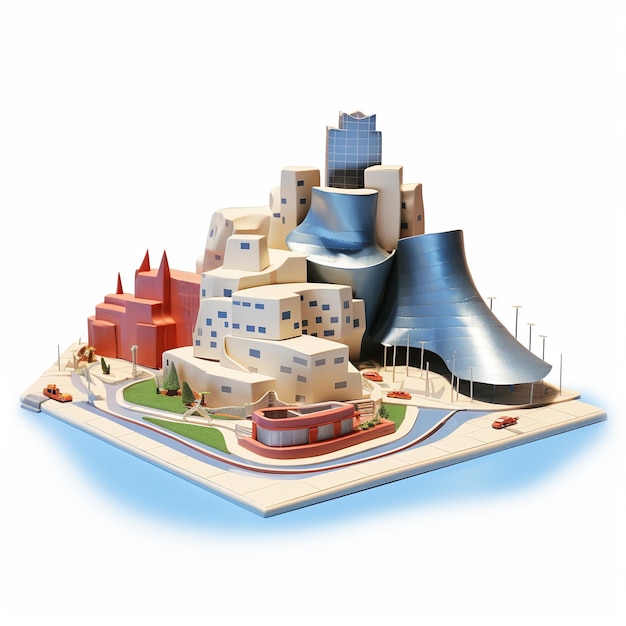 Illustration des Guggenheim-Museums BilbaoEine 3D-Darstellung des