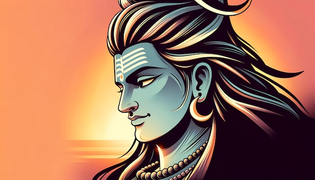 Foto illustration des indischen lord shiva im cartoon-stil