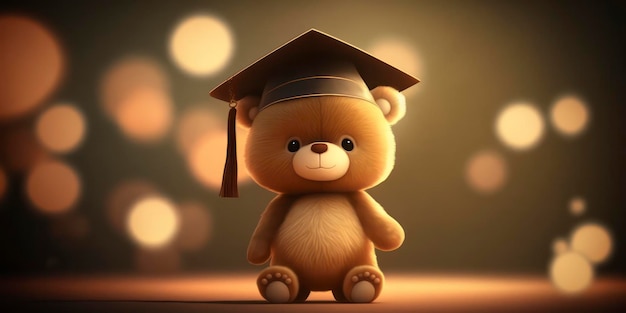 Illustration des kleinen Teddybären mit Graduierungshut Kleiner Teddybär mit Graduation Cap