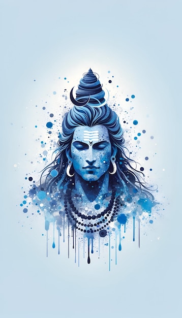 Foto illustration des lord-shiva-porträtes im aquarell-stil.