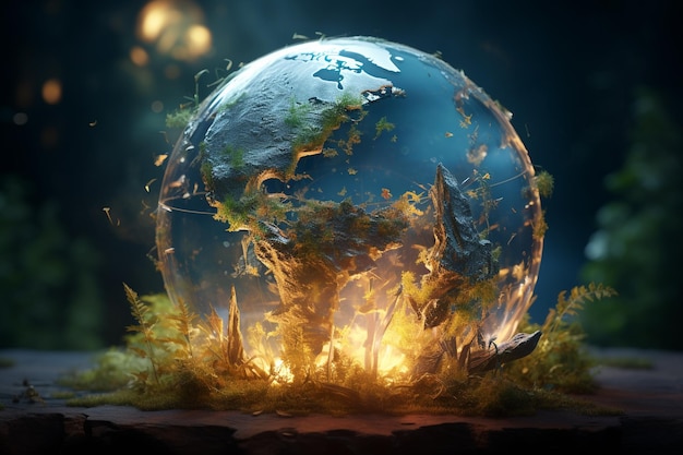 Illustration des Planeten Erde zur globalen Erwärmung, erstellt mit generativer KI
