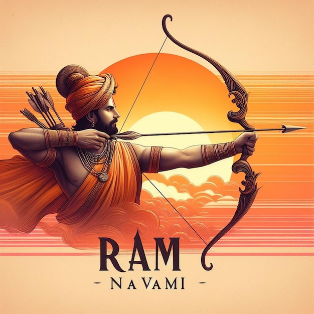 Illustration des Ram Navami-Tages mit Pfeil- und Bogenvektor