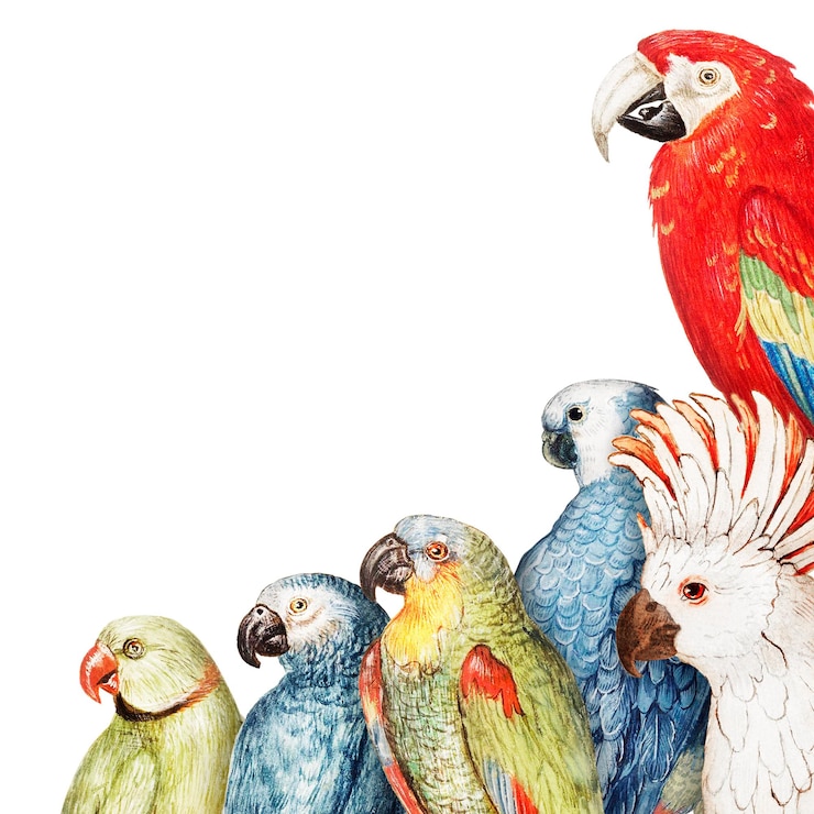 Foto illustration des randrahmens der vintage-papagei-sorte