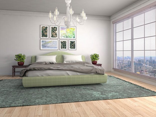 Illustration des Schlafzimmerinnenraums. 3D-Rendering