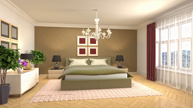 Illustration des Schlafzimmerinnenraums
