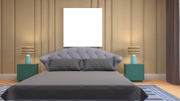 Illustration des Schlafzimmerinnenraums