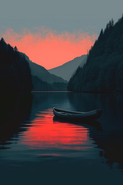 Foto illustration des sonnenuntergangs von boat serenity