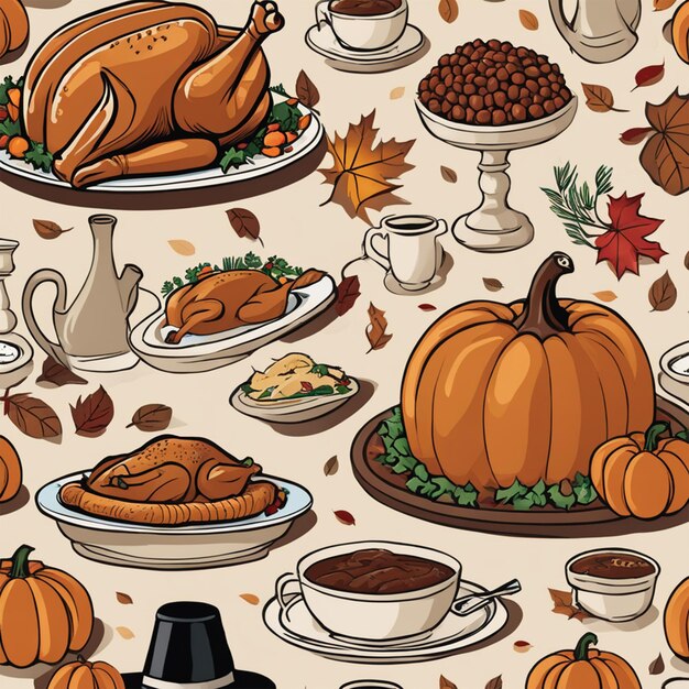 Foto illustration des thanksgiving-familie-abends