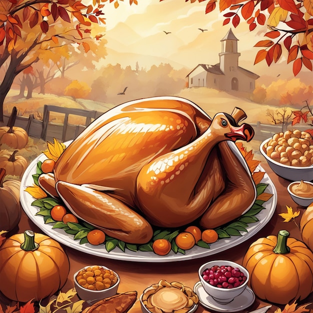 Foto illustration des thanksgiving-familie-abends