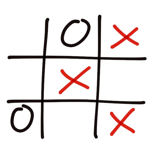 Foto illustration des tic tac toe-spiels auf weißem hintergrund