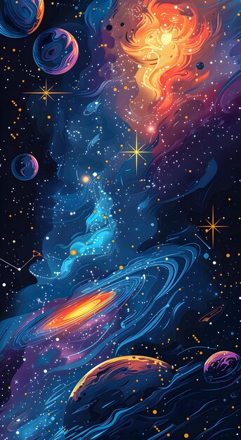 Foto illustration des weltraums, die galaxien, sterne und himmlische phänomene zeigt