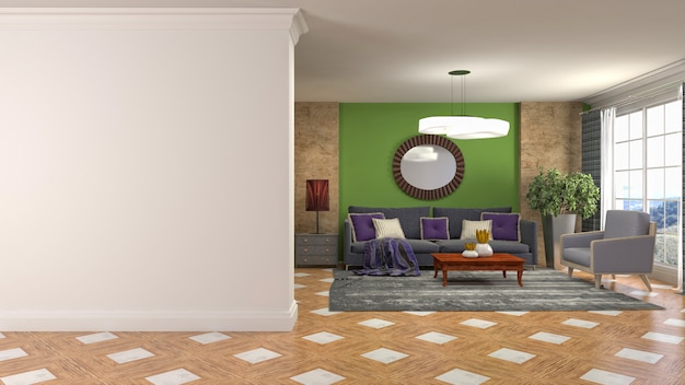 Illustration des Wohnzimmerinnenraums
