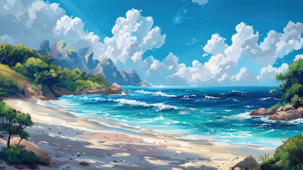 Illustration, die das Tapeten von Serene Sea Shore zeigt