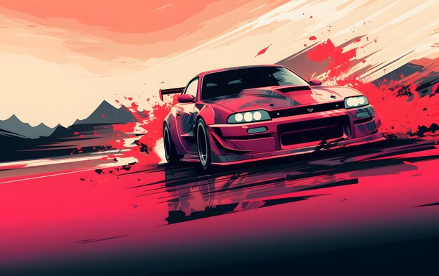 Illustration Drift-Auto-Sport-Hintergrund