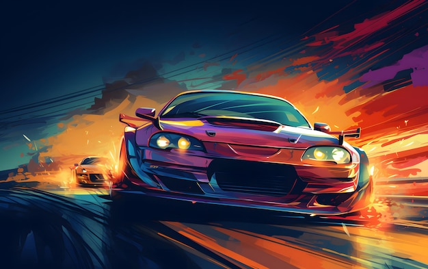 Illustration Drift-Auto-Sport-Hintergrund