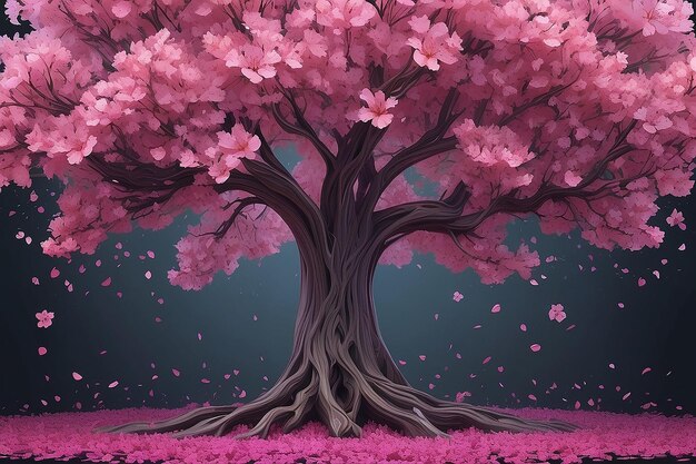 Illustration ein Baum blüht mit abstrakten rosa Blüten, die von ai erzeugt werden