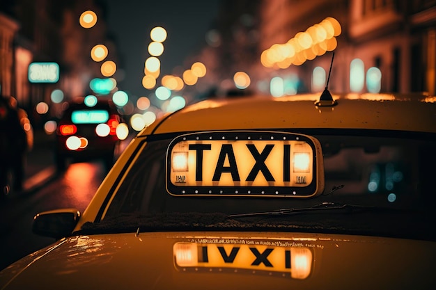 Foto illustration ein taxi in der nacht ai generativ