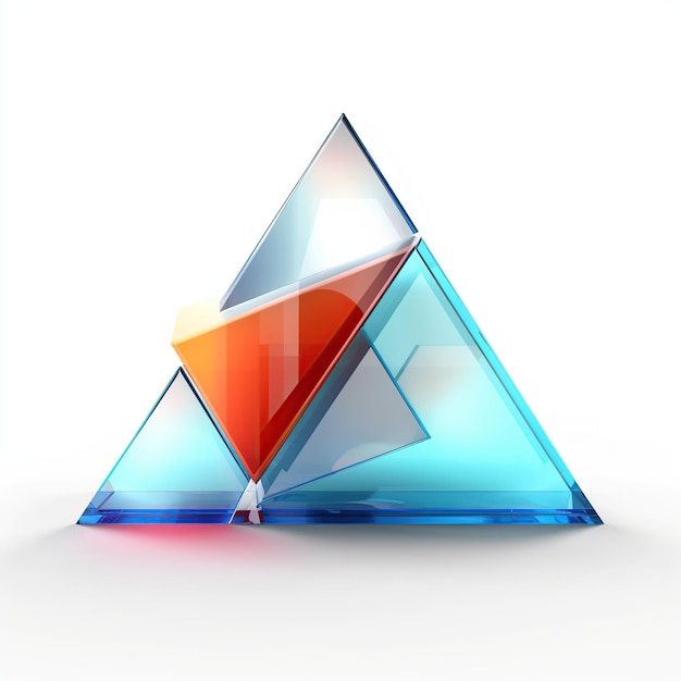 Illustration einer abstrakten geometrischen Form futuristischen Glases auf weißem Hintergrund Generativ A