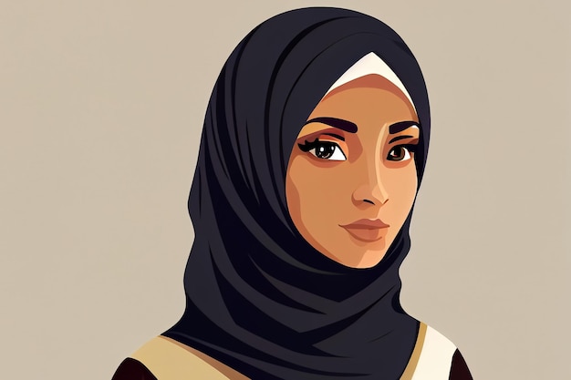 Illustration einer arabischen Frau mit Hijab-Kopftuch AI