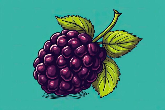 Illustration einer Brombeere mit Blättern. Fruchtillustration. Generative KI