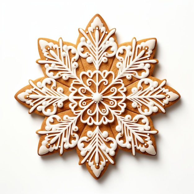 Illustration einer Cookie-Weihnachtsschneeflocke mit weißem Hintergrund