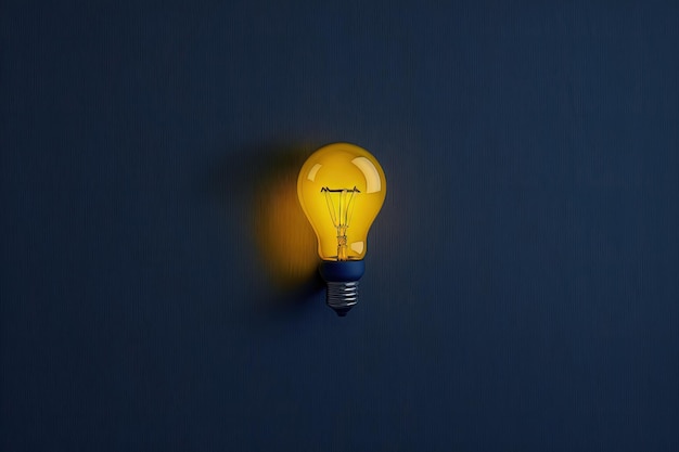 Illustration einer gelben Glühbirne auf dunkelblauem Hintergrund Kreativitätskonzept Generative KI