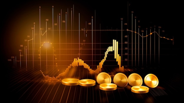 Illustration einer Goldmünze mit Diagrammidee für die Investition in generative KI