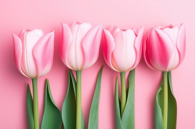 Illustration einer Gruppe rosa Tulpen auf rosa Hintergrund