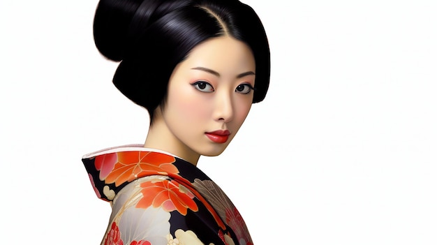 Illustration einer japanischen Geisha mit Kimono