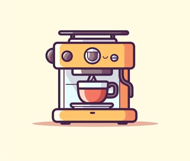 Illustration einer Kaffeemaschine mit einer Tasse Kaffee