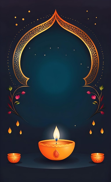 Foto illustration einer kerze für das diwali-festival mit kopierraum