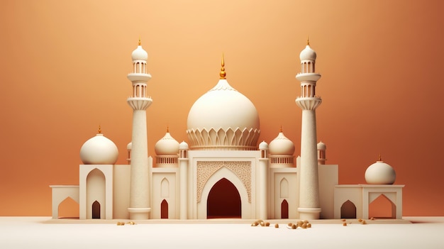 Illustration einer Moschee für Eid al-Fitr Hintergrundbanner von AI-generiertes Bild