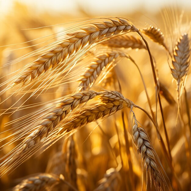 Illustration einer Nahaufnahme von goldenem Roggen im Feld. Preisgekrönt