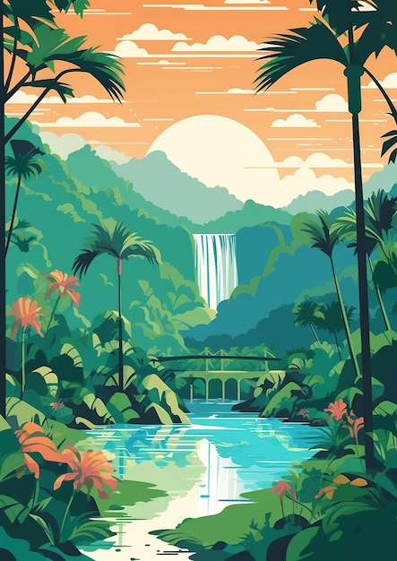 Illustration einer natürlichen Landschaft in Costa Rica
