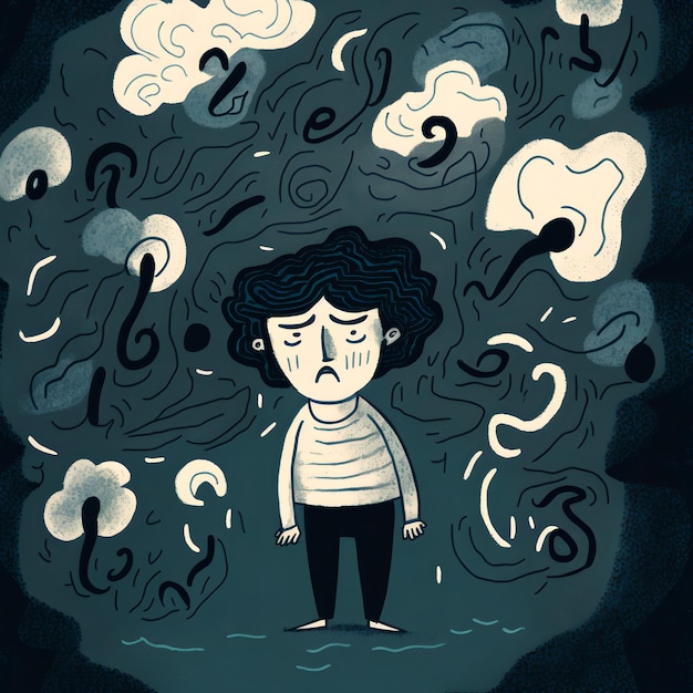 Illustration einer Person in einem Zustand der Angst und des emotionalen Aufruhrs