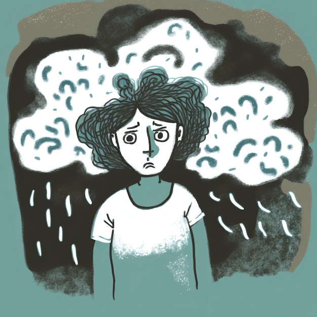 Illustration einer Person in einem Zustand der Angst und des emotionalen Aufruhrs