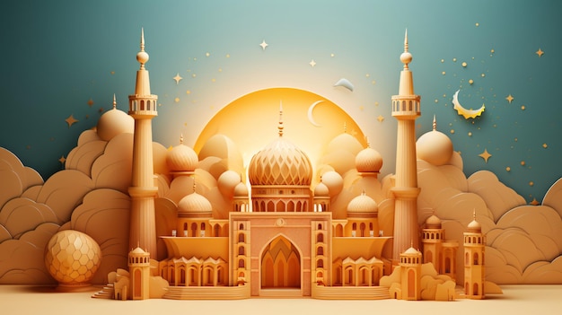 Foto illustration einer ramadan-moschee in 3d