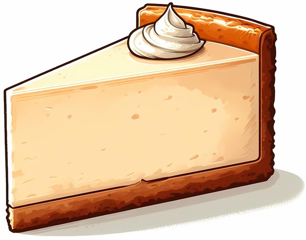 Foto illustration einer scheibe cheesecake im new yorker stil im sauberen, einfachen cartoon-stil