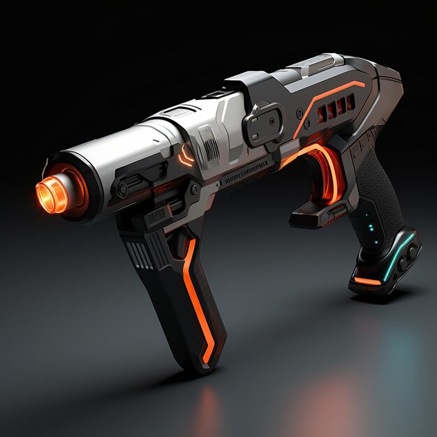 Illustration einer schlanken futuristischen Caulk-Pistole mit Laser-Sensoren