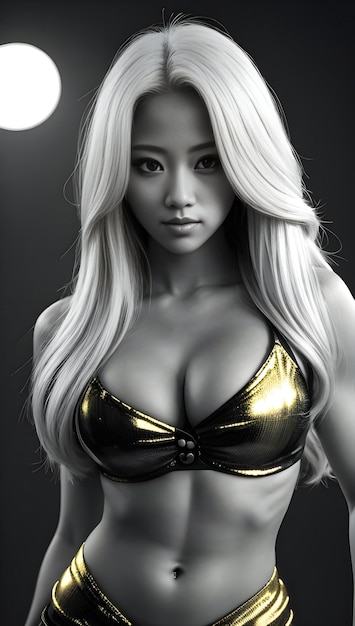 Illustration einer schönen blonden Frau in Bikini und einem goldenen Gürtel
